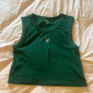 Green playboy crop tank XL from pacsun